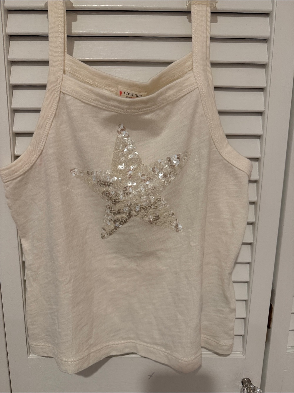 Girls Crewcuts Cream Tank Top with Sequin Star